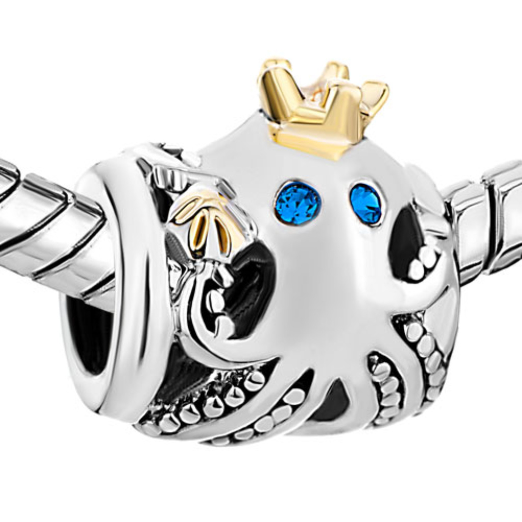 Free S/H Pugster Crystal Gold Octopus Bracelet Charm - Fits Pandora